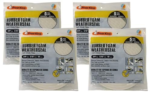 Frost King R534WH Sponge Rubber Foam Tape 5/16-Inch, White (Pack of 4) - size: 3/4" x 5/16" x 10' (Pack of 4)