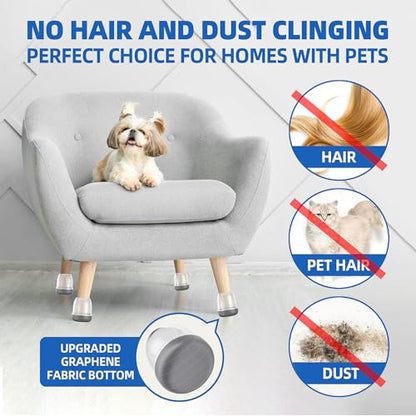 Small Chair Leg Floor Protectors for Carpet Hardwood Floors, Upgraded Chair Leg Caps with Graphene Fabric Bottom, No Hair Dust Clinging, 16 Pcs Clear Furniture Feet Covers Reduce Noise (Fit 0.8"-1") - size: Medium (Fit 0.8"-1")