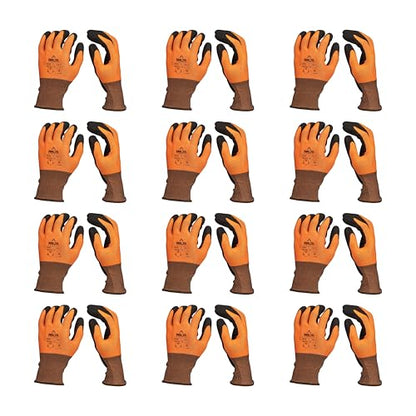Malta Dynamics Safety Work Gloves – 12 Pack Nitrile Coated Ultra-Thin Mens Work Gloves with Cut Level 2 Protection, Touch Screen Compatible OSHA and ANSI Compliant (Medium) - size: Medium