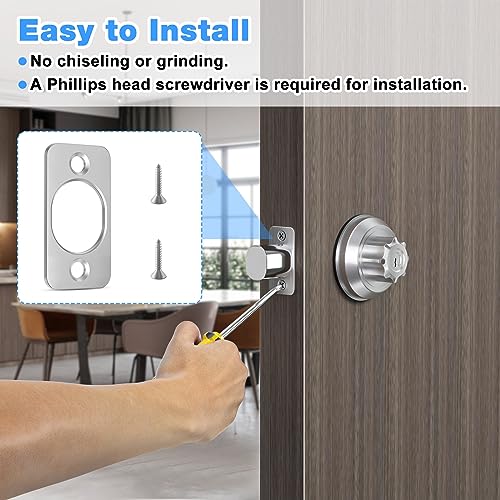 Deadbolt Strike Plate,1 x 2-1/4" Deadbolt Cover Plate,Door Hole Cover Plate,Door Strike Plate,with 6 Screws 1-3/8" (Satin Nickel) - 3 Pack