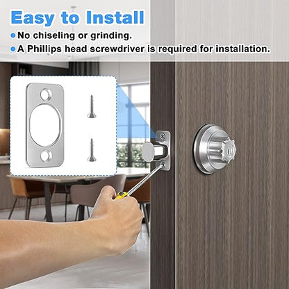 Deadbolt Strike Plate,1 x 2-1/4" Deadbolt Cover Plate,Door Hole Cover Plate,Door Strike Plate,with 6 Screws 1-3/8" (Satin Nickel) - 3 Pack