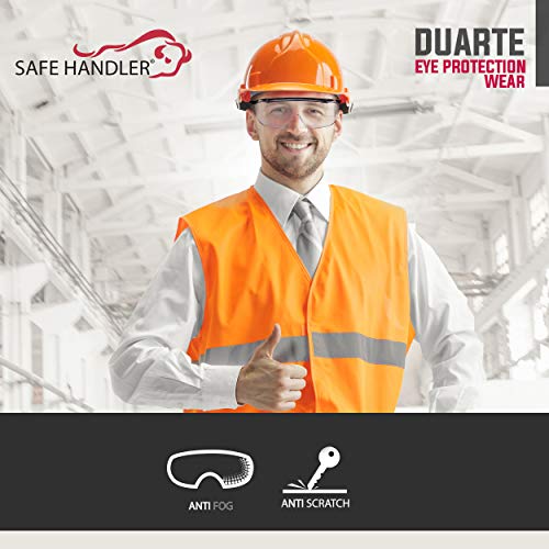 SAFE HANDLER Duarte Premium Safety Glasses Over Eyeglasses; ANSI Z87.1 Impact Resistant Polycarbonate Lenses with Anti-Fog & Scratch, UV400 Protection Safety Goggles (1 Pair) - style: 1 Pair