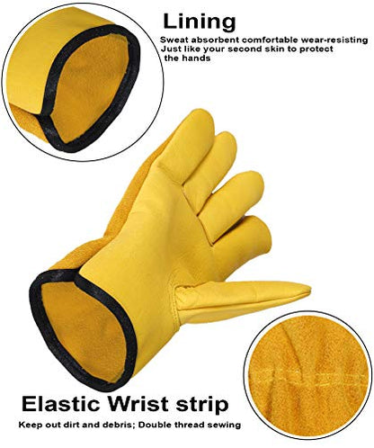 SAWANS Leather Working Gloves Work Gardening Gloves Thorn Proof Garden Heavy Duty Utility Men Women Construction - size: X-Large