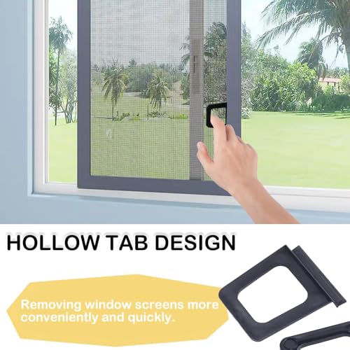 40 Pcs Window Screen Pull Tabs Screens Lift Hollow Tabs Installed in Flat Spline Channel Window Screen Frame Replacement Repair Clip Kit
