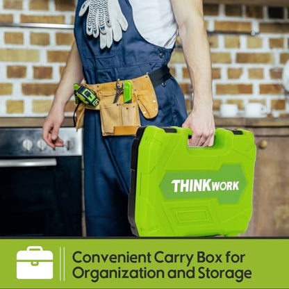 THINKWORK Home Repairing Tool Kit - General Household Hand Tool Set with Storage Toolbox, Small Basic Tool Kit for Men Women, Perfect for DIY, Gift, Home Maintenance, Homeowner, Handyman - style: Green Tool Box Set