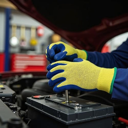 G & F Products Kevlar Cut Resistant Work Gloves, ANSI Rated, Heavy Duty Safety Gloves with PVC Grip, Slash & Puncture Protection for Glass Handling, Metalworking, Construction, Mechanics & More Large - size: Large (Pack of 1)
