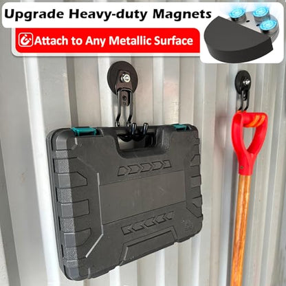 MUTUACTOR Upgraded Magnetic Hooks Heavy Duty,20lbs 2PCS Magnetic Mounting Garage Utility Magnet Hook for Hanging,Anti-Slip Durable Metal J-Hooks Magnetic Hook for Garden Hose Electric Cables Shovels - style: Updated 2.6in Magnet J Black Hooks 2PCS