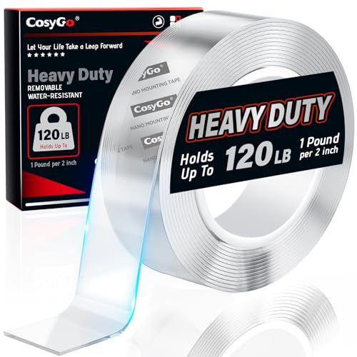 Strong Heavy Duty Double Sided Tape, 1.2" x 20FT Extra Large Clear & Tough Removable Nano Filament Tape for Wall Hanging Strip Poster Deco Rug - size: 1.2" X 20 Ft (1/25" Thick)