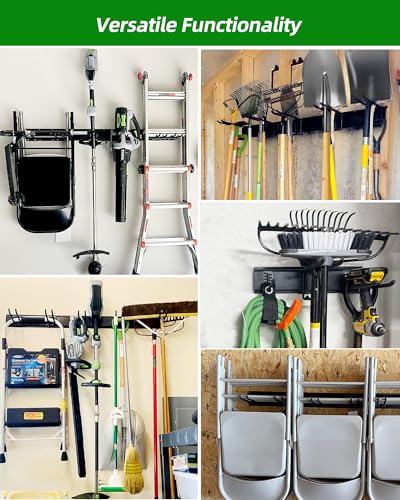 PIYILO 64 inches Garage Tool Organizer Wall Mount, Garden Tool Organizer Rack Heavy Duty, Hanging Storage Organization Racks Holder with 10 Hooks, for Lawn Tools, Shovel, Shed - size: 64 inch 10-Hook