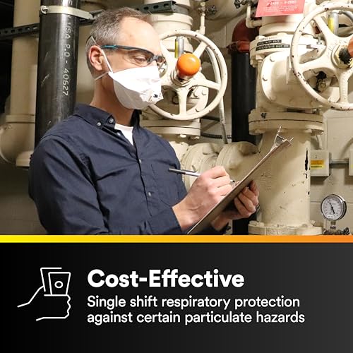 3M N95 Disposable Respirator, VFlex Particulate Respirator 9105, Pack of 50, Standard Size, NIOSH Approved, For Sweeping, Sanding, Grinding, Sawing, Bagging, Dust