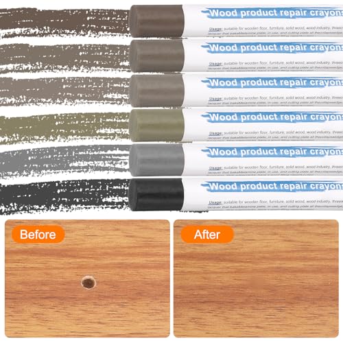 HARFINGTON Wood Filler Sticks 6 Colors Wooden Wax Touch Up Furniture Repair Crayons for French Gray, Black, Gray Cloth, Gray1, Gray2, Gray Oak - color: French Gray Series