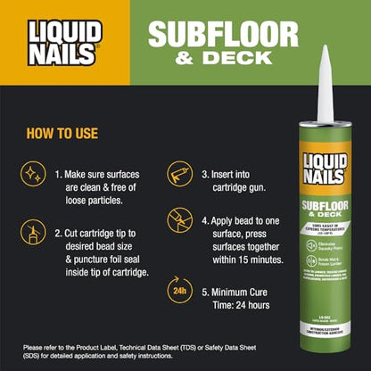 Liquid Nails LN902 VOC 10-Ounce Subfloors and Construction Adhesive (Pack of 6) - color: Tan, size: 10 Ounce (Pack of 6)
