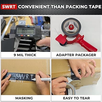 SWRT 9 Mil 24-Pack Black Heavy Duty Duct Tape Strong Adhesive, 2 in x 30 YD (Total 720YD) Duct Heavy Duty Waterproof All Weather Black Duct Tape No Residue Sealing & Patching for Indoor&Outdoor Repair - color: Black