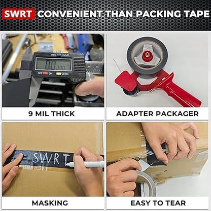SWRT 9 Mil 24-Pack Black Heavy Duty Duct Tape Strong Adhesive, 2 in x 30 YD (Total 720YD) Duct Heavy Duty Waterproof All Weather Black Duct Tape No Residue Sealing & Patching for Indoor&Outdoor Repair - color: Black