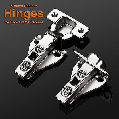 Probrico 18 Pairs（36 Pack） Kitchen Cabinet Hinges for Face Frame Cabinet, Concealed Cabinet Hinges Brushed Satin Nickel with Mounting Screws - size: 18 Pairs