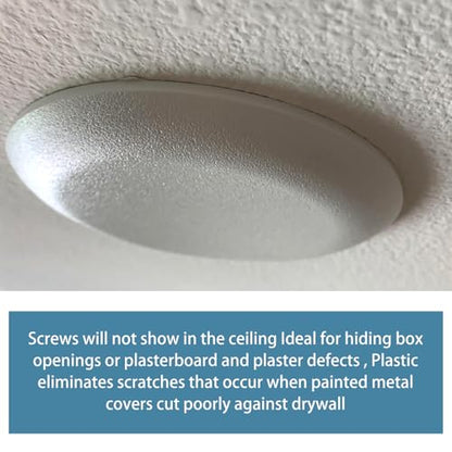 CP3540 Ceiling Cover Plate, Round Electrical Box Cover for 3-1/2" to 4" Holes - 5 Pcs (White)
