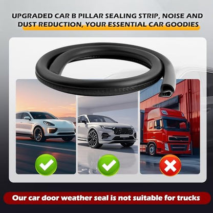 2PCS 2.62FT B Pillar Sealing Strip,Upgraded Rubber Car Door Seal Strip B Pillar with U-Shaped Fixing Steel Strips,Dust-Proof & Noise-Reducing Car Door Weather Stripping