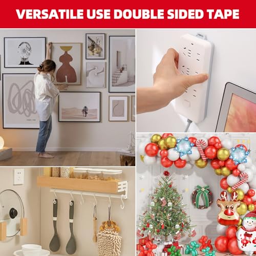 3M Double Sided Tape Heavy Duty 1in x 10ft, Heavy Duty Removable Mounting Tape, Adhesive Strips Double Sided Mounting Tape, Strong Foam Tape for Walls Picture Hanging Poster, Car, LED Strip Light - size: 1in x 10ft