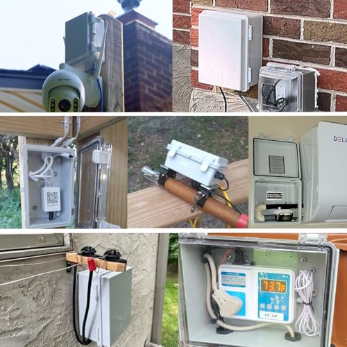 Zulkit Junction Box,IP67 Waterproof Electrical Box Hinged Cover Stainless Steel Latch Plastic Enclosure for Project with Mounting Plate Wall Bracket and 2 Cable Gland Grey 5.9"x5.9"x3.5"(150x150x90mm) - color: Grey Cover, size: 5.9"x5.9"x3.5"