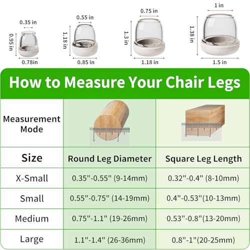 24 Pcs Chair Leg Protectors for Hardwood Floors, Silicone Felt Furniture Leg Cover Pad for Protecting Floors from Scratches and Noise, Smooth Moving for Chair Feet, Round(Clear, Fit:1.1"-1.4") - size: Clear-L(Fit: 1.1"-1.4")