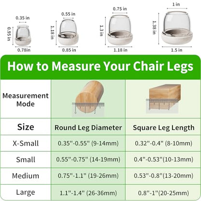 24 Pcs Chair Leg Protectors for Hardwood Floors, Silicone Felt Furniture Leg Cover Pad for Protecting Floors from Scratches and Noise, Smooth Moving for Chair Feet, Round(Clear, Fit:1.1"-1.4") - size: Clear-L(Fit: 1.1"-1.4")