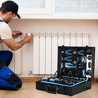 247-Piece Home Garage Tool Set with Sockets, Wrenches, Ratchets, Screwdrivers & Pliers, Portable Aluminum Case for Auto Maintenance, Home Repair & DIY - size: Artman Pro Home 247-Piece Kit