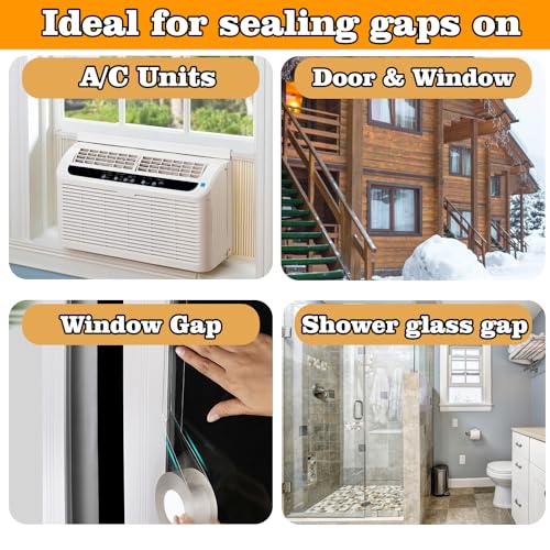 Transparent Window Weather Sealing Tape 2.76 Inch x 16.5 FT Weather Stripping Residue-Free Clear Window Insulation Caulk for Shower Glass Gaps and Clear Tape Doors Windows Windproof - size: 2.76 in - 16.5 Ft Clear