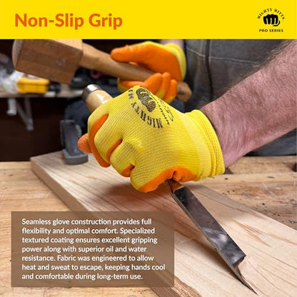 Multi-Use Work Gloves (12 Pack) – Non-Slip Grip and Cut-Resistant Safety Work Gloves with Stretchable Comfort Fit - size: Large