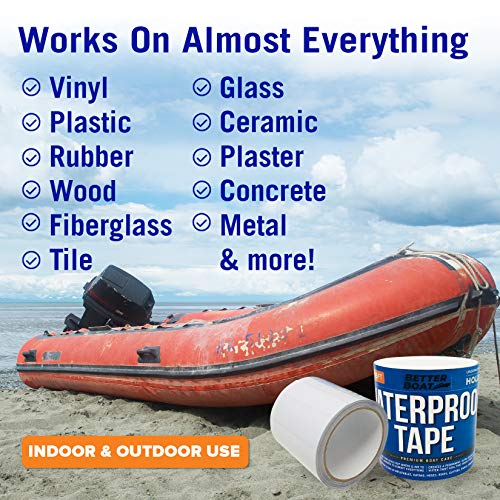 Better Boat White Waterproof Tape for Leaks Heavy Duty Marine Grade Seal Tape, 15 ft x 4 in, Shower, Pool, RV, Roof Patching and Sealing - color: White