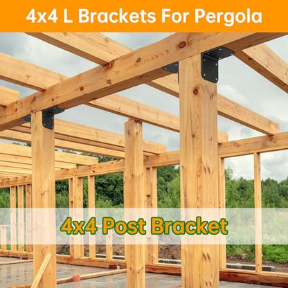 4x4x3.5 Pergola Brackets,Heavy Duty L Bracket for Wood,(4pcs) Corner Brackets for Deck/Shelf/Fence - size: 4x3.5 inch ( 4 Pack )