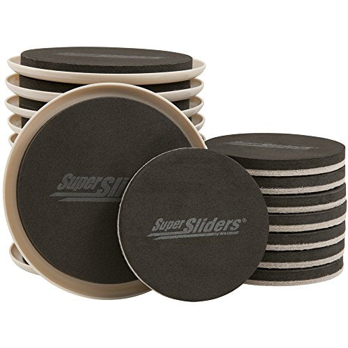 Super Sliders Medium and Large Reusable Felt Furniture Sliders, All In One Kit For Hard Floor Surfaces and Carpet, Beige (20 Pack) - color: Linen, size: 20 Pack