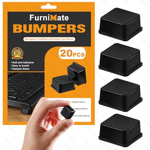 Rubber Feet for Electronics 20PCS Square - Black Rubber Bumpers Self Adhesive, Adhesive Rubber Feet for Cutting Board Speakers, Laptop, Appliances 0.78" x 0.38" - size: Black