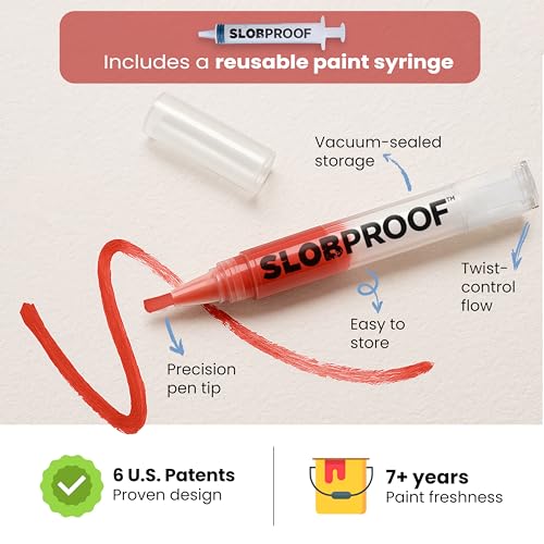 Slobproof Refillable Touch-Up Paint Pen, Mess-Free, Reusable Wall Paint Repair Tool, Precise Application, DIY Home Improvement, Furniture, Arts and Crafts, Patented Design, Easy Storage, Pack of 5 - size: 5 Count (Pack of 1)