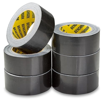 6 Pack - Black Duct Tape (2 in x 90 ft/Roll); Total of 540 Feet (180 Yards); Heavy Duty; Tear by Hand Design; No Residue; Strong Yet Flexible; Great for Repairs of All Kinds; Duck Tape; Bulk Pack - color: Black