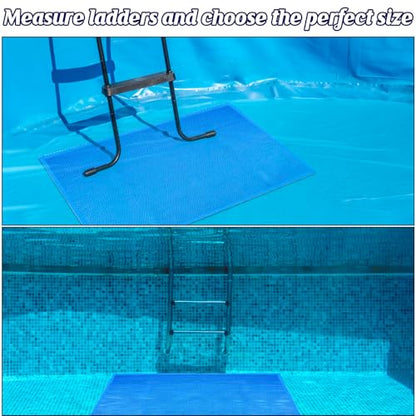 2 Pcs 36 * 24inch Pool Ladder Step Mat,Large Non-Slip Pad for Pools Protective,Outdoor Floor Mats, Restaurant Commercial Kitchen Entrance,0.2in Thickened Mats for Pool Slides Ladder Pool Stairs (blue)