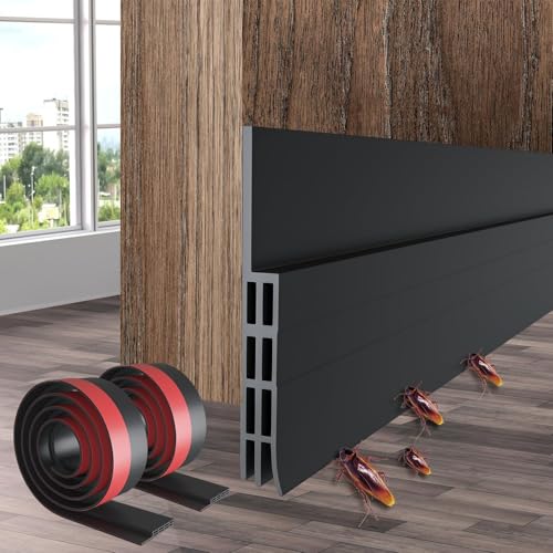 2 Pack Door Draft Stopper Weather Stripping: Ohuhu 39" L x 2" W Under Door Bottom Seal Strip Sweep - 1" Widened Backing Adhesive Blocker Gap Filler Flexible Noise Insulation Draft Guard Bottom of Door - color: Black, size: 78"L x 2"W