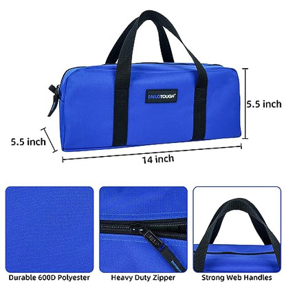 MELOTOUGH Utility Tool Tote bag Combo Kit-Includes 2 Medium Tool Organizer Bags for Electrician, Plumbing, Gardening, HVAC & More (14 inch,Black&Bule) - color: Black & Blue
