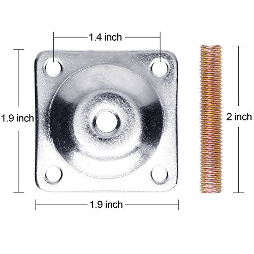 Anwenk Leg Mounting Plates,5/16" Furniture Leg Attachment Plates Industrial Strength T-Plate 5/16" Sofa Legs with Hanger Bolts,Screws,Strengthen Weak Furniture Repair Damaged Sofa Couch Seat,Set of 4