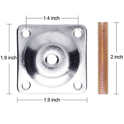 Anwenk Leg Mounting Plates,5/16" Furniture Leg Attachment Plates Industrial Strength T-Plate 5/16" Sofa Legs with Hanger Bolts,Screws,Strengthen Weak Furniture Repair Damaged Sofa Couch Seat,Set of 4