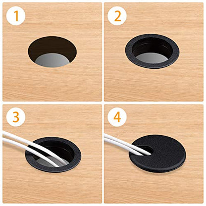 15 Pack 1.5 Inch Desk Cable Hole Cover Grommet - Plastic Wire Cord, Black - color: Black-1.5Inch