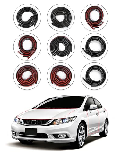 Weather Stripping Door Seal for Honda Civic 9th Gen, Rubber Seal Weather Strip Kit, Soundproof Noise Insulation Dustproof for Front/Rear Trunk A-Pillar B-Pillar Front/Rear Door (9-Pack) - size: for Honda Ninth Generation Civic