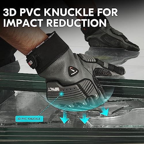 Vgo... Cutproof Gloves,Cut Resistant Gloves,HPPE Anti-cut Liner,Hand Protection,ANSI A3,Touchscreen - color: Gray(cow Leather), size: X-Large(1 Pair)