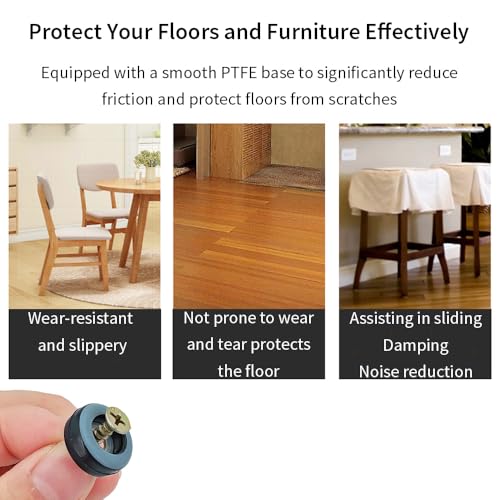 12pcs Screw on Furniture Glides 0.75 Inch (19mm) Diameter PTFE Teflon Chair Leg Floor Protectors Heavy Duty Furniture Sliders Pads Table Foot Gliders for Hardwood Carpet and Tile Floors - size: 0.75 inch(19mm)