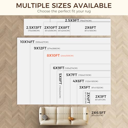 BAGAIL BASICS 8 x 10 FT Rug Pad Gripper for Hardwood Floors, Non Slip Rug Pads for Area Rugs, Extra Thick Under Rug Padding, Protect Your Rugs & Floors - size: 8' x 10' (Rectangular)