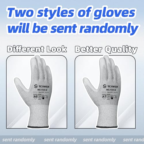 Schwer 12 Pairs Cut Resistant Gloves ANSI A6/A7 (Send Randomly) CR7120 Cut Proof Work Gloves, Touchscreen, for Men and Women Used for Woodworking, Glass Cutting, Construction, Car Repair, S - size: Small, style: 12 Pairs-super Saver Set
