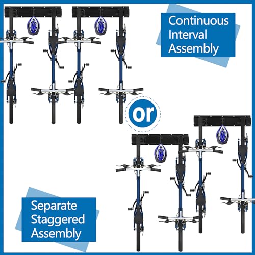Sinoer Bike Storage Rack,Bike Storage Hanger, 4 Bikes + 3 Helmets Heavy Duty Bike Storage Vertical Bike Rack Holds up to 66lbs, 20 inches / 511mm -2 Rails - style: 4 Bikes - 20 inch - 2 Panels