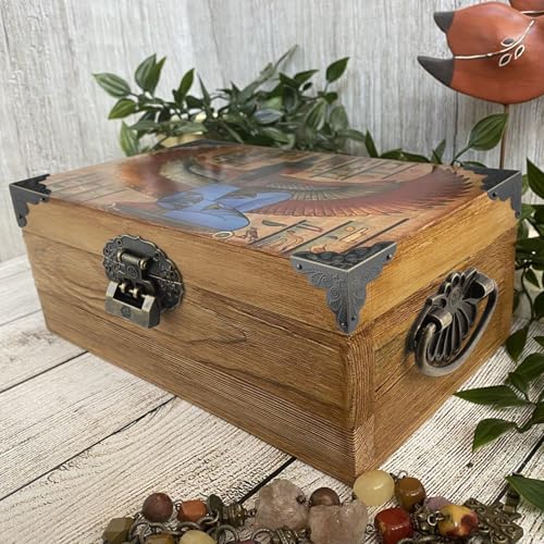 Retro Hardware Kit Includes Hasp Latch Padlock Hinges Corner Protectors and Pull Handle, Antique Decorative Kit with Screws for Jewelry Box Cabinet Wooden Box Handcrafts Project Bronze
