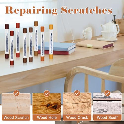 16PCS Furniture Repair Kit, Colorful Wood Filler Stick Floor Scratch Kits, Wooden Repair Wax Sticks for Repairing Scratches
