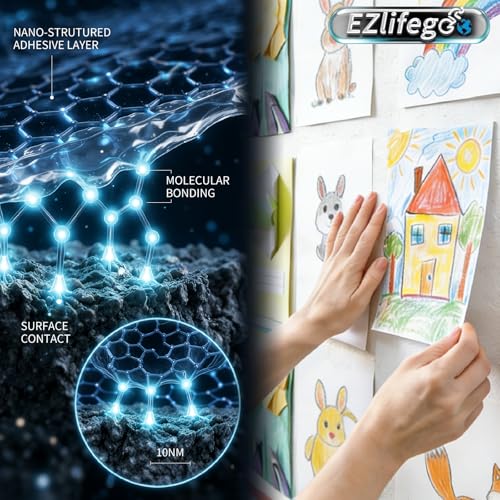 EZlifego Double Sided Tape Heavy Duty, Nano Double Sided Adhesive Tape, Clear Mounting Tape Picture Hanging Adhesive Strips (9.85FT) - size: 9.85 Feet
