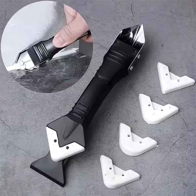Silicone Caulking Tools-3 in 1 Sealant Finishing Tool Grout Remove Scraper Caulk Remover Glass Glue Angle Scraper for Bathroom,Kitchen,Floor,Window,Sink Joint,Frames Seal(9pcs/set)